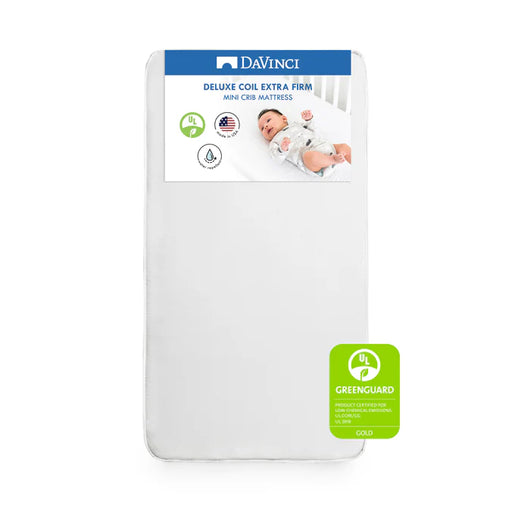 Deluxe Coil Extra Firm Mini Crib Mattress by DaVinci at $159! Shop now at Nestled by Snuggle Bugz for Nursery & Décor.