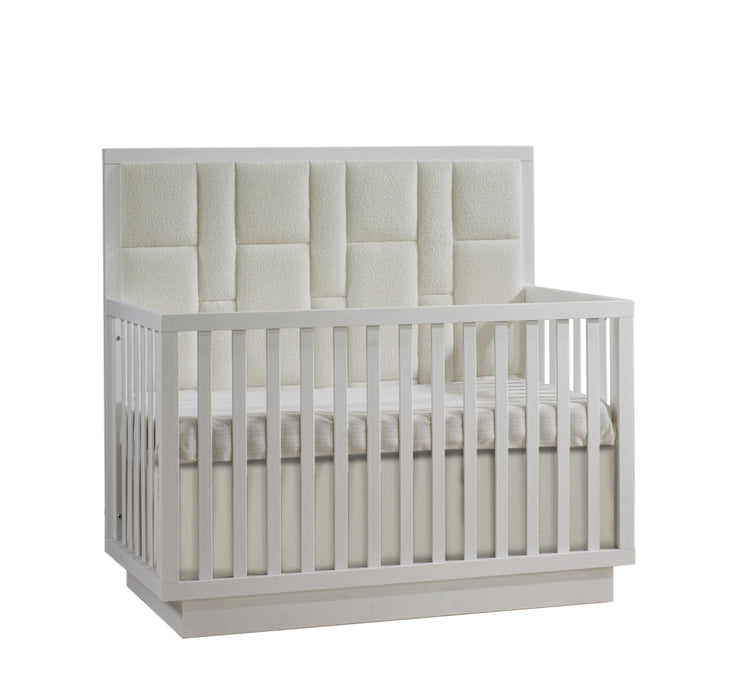 Como 5-in-1 Convertible Crib with Upholstered Panel by Natart Juvenile at $1499! Shop now at Nestled by Snuggle Bugz for Cribs.