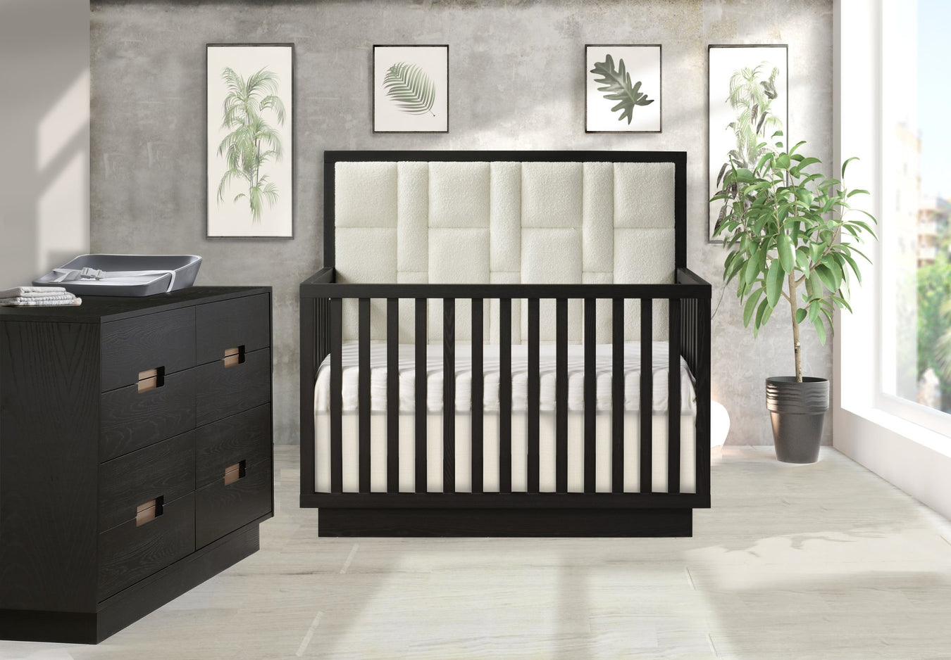 BC-Como 5-in-1 Convertible Crib with Upholstered Panel by Natart Juvenile at $1599! Shop now at Nestled by Snuggle Bugz for Nursery & Décor.