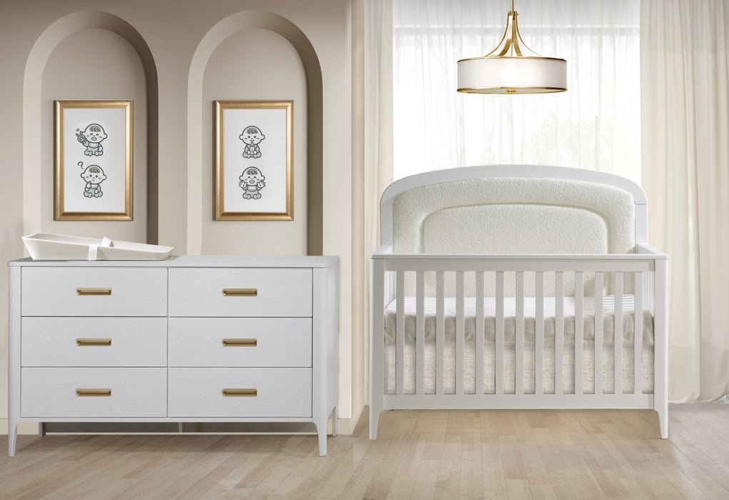 Palo 5-in-1 Upholstered Convertible Crib by Natart Juvenile at $1499! Shop now at Nestled by Snuggle Bugz for Cribs.