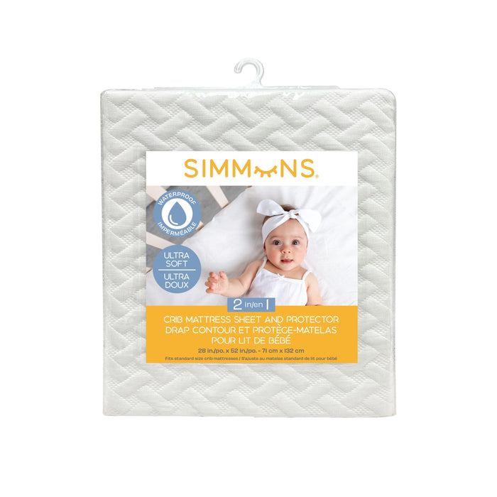 2-in-1 Crib Mattress Sheet and Protector by Simmons at $39.99! Shop now at Nestled by Snuggle Bugz for Nursery & Décor.