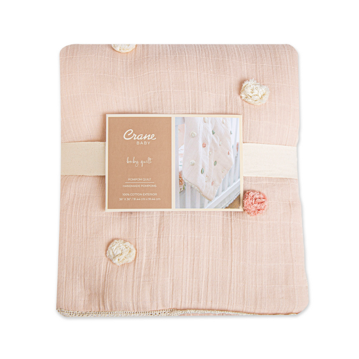 Pom Pom Quilted Baby Blanket by Crane at $119.99! Shop now at Nestled by Snuggle Bugz for Nursery & Décor.