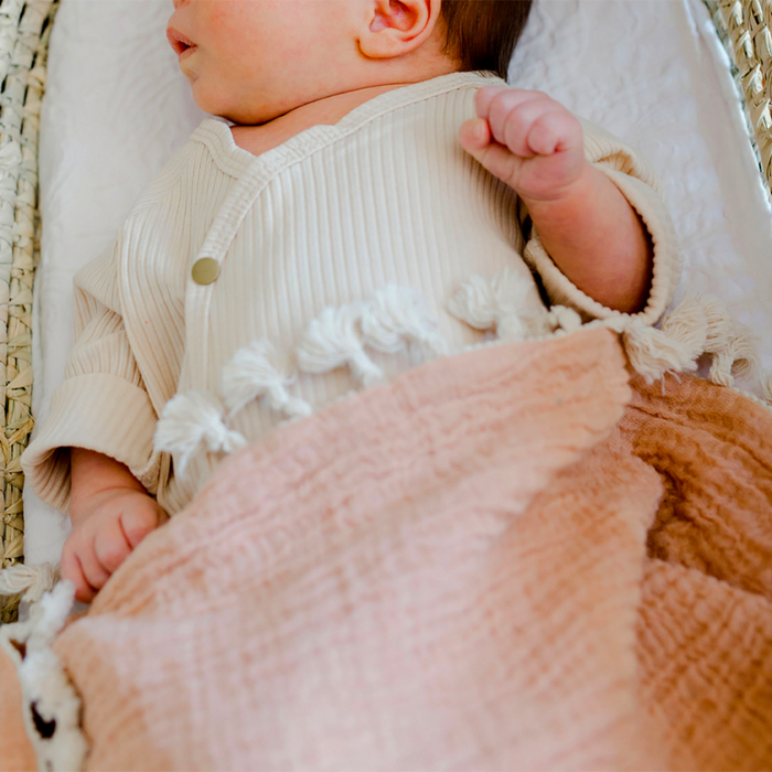 Tassel Muslin Blanket by Crane at $57.99! Shop now at Nestled by Snuggle Bugz for Nursery & Décor.