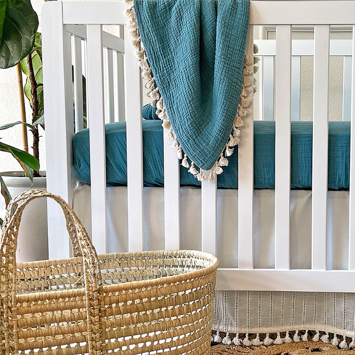 Tassel Muslin Blanket by Crane at $57.99! Shop now at Nestled by Snuggle Bugz for Nursery & Décor.