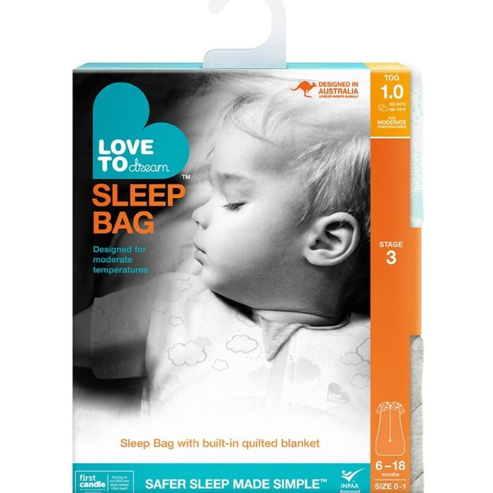 Sleep Bag Lite 1.0 TOG - White Clouds by Love to Dream at $79.99! Shop now at Nestled by Snuggle Bugz for Nursery & Decor.